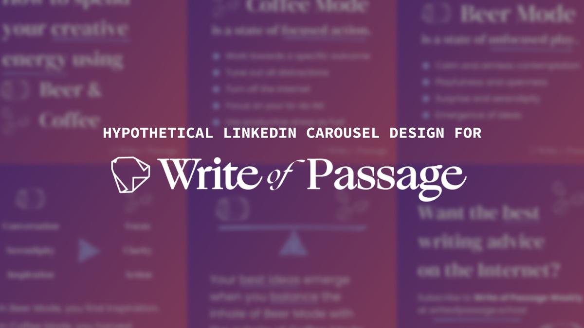 LinkedIn Carousels for Write of Passage