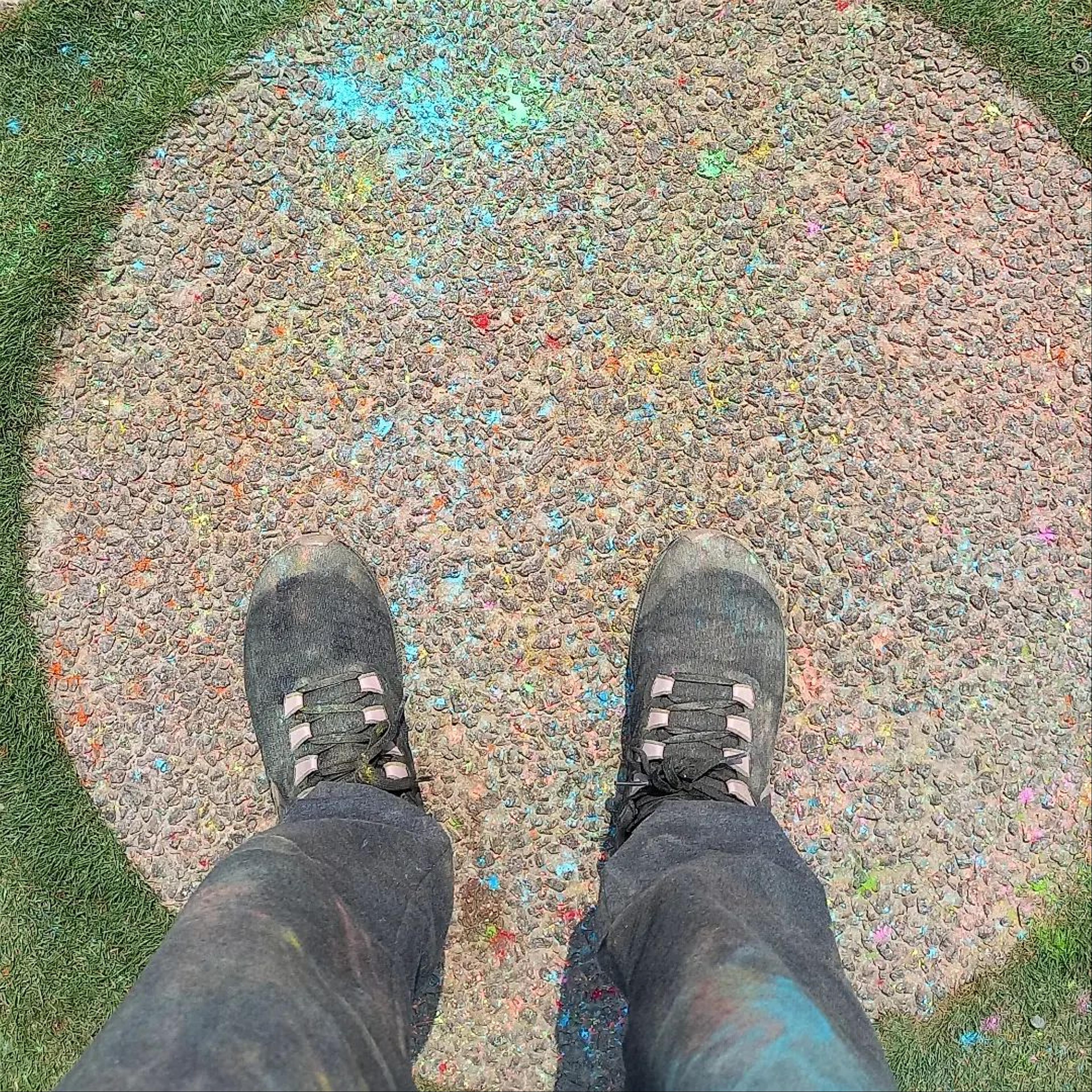 The old pair of shoes, pictured after a Holi celebration.